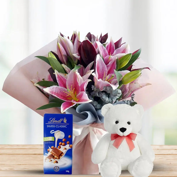 Pink Lily Elegance with Lindt & Teddy