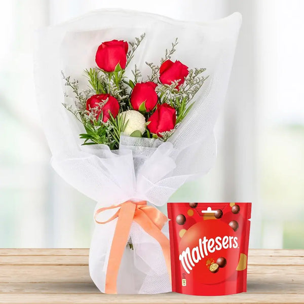 Red Rose & Ping Pong Bouquet with Maltesers