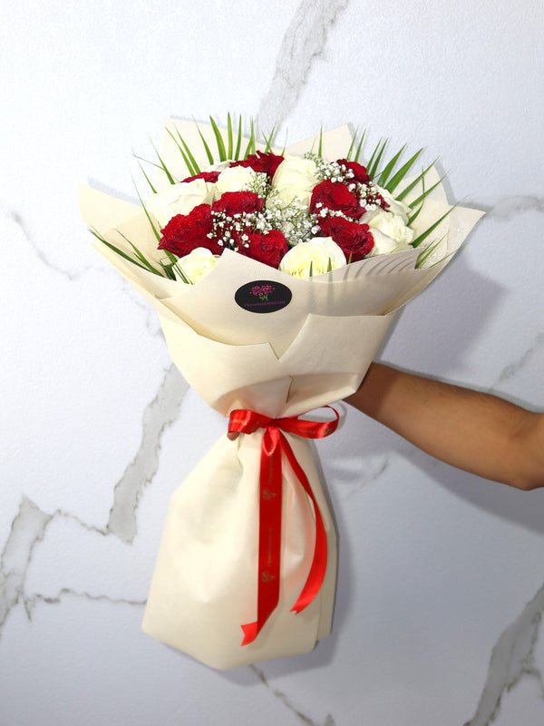 Red and White Rose Bouquet