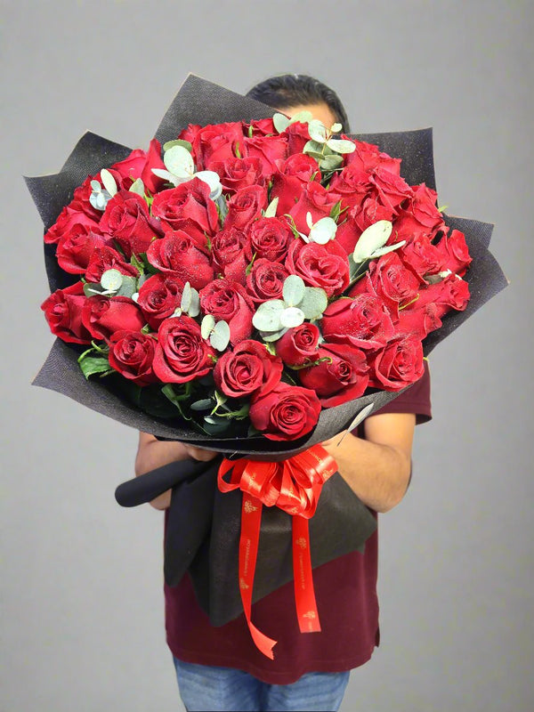 51 Red Roses Round Bouquet