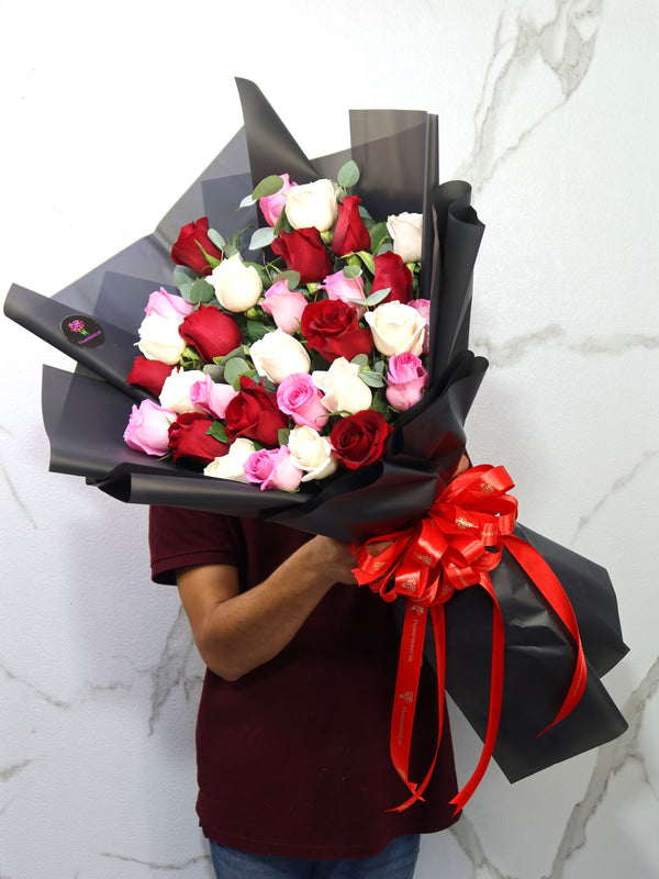 31 Red, Pink, White Roses