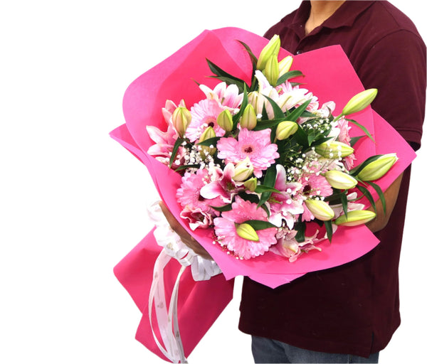 Pink Lily and Pink Gerbera Bouquet