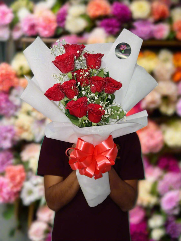 10 Red Rose With White Wrapping