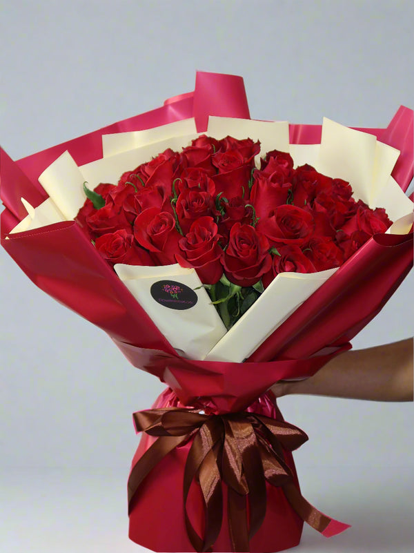 51 Red rose Bouquet with Double Wrapping