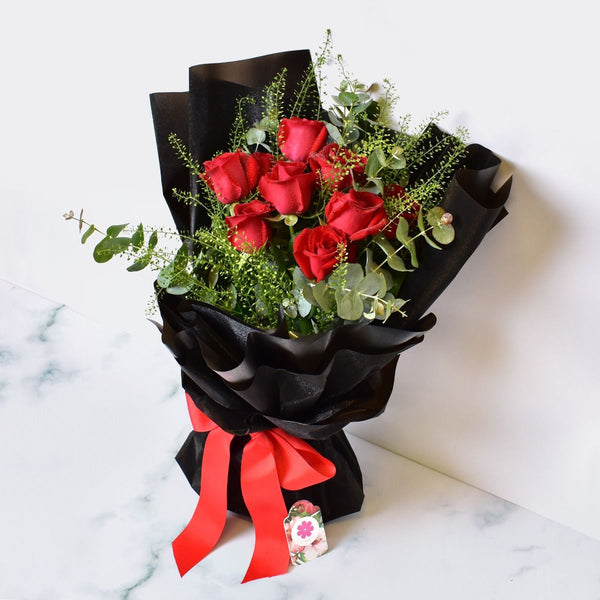 Red Rose Bouquet with Eucalyptus