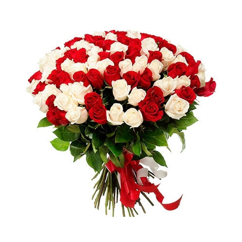 Red and White Rose Bouquet