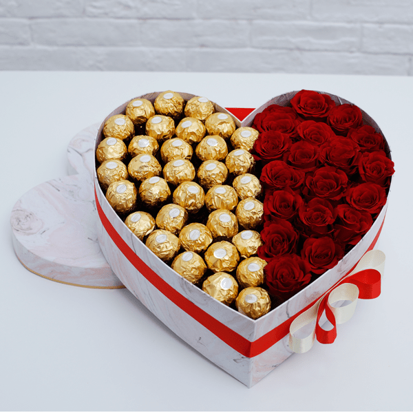 Roses & Chocolate Heart shape