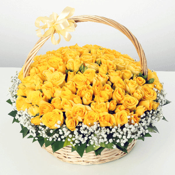 101 Yellow Rose Basket