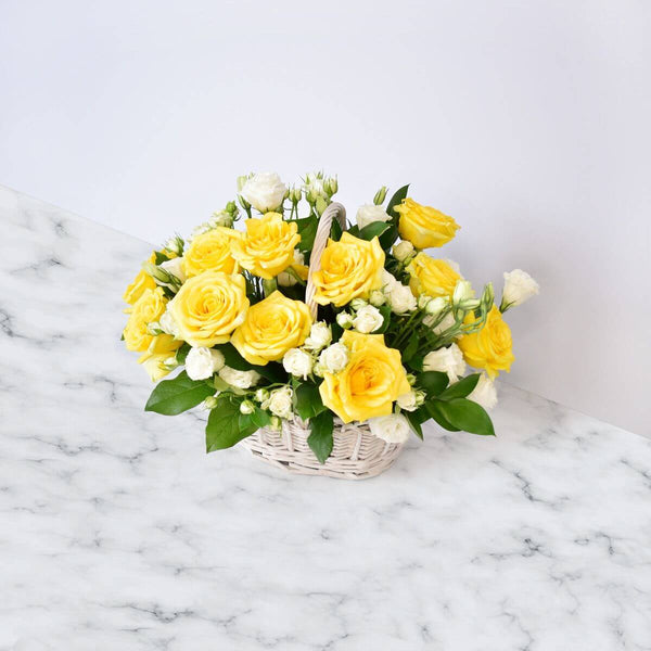 Yellow Rose Basket Arrangement