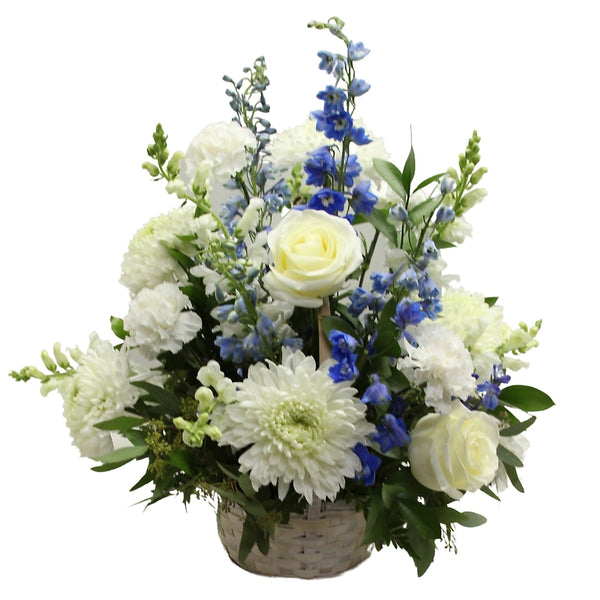 White And Blue Basket