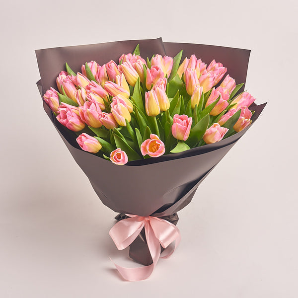 51 Yellow-Pink Tulip Bouquet