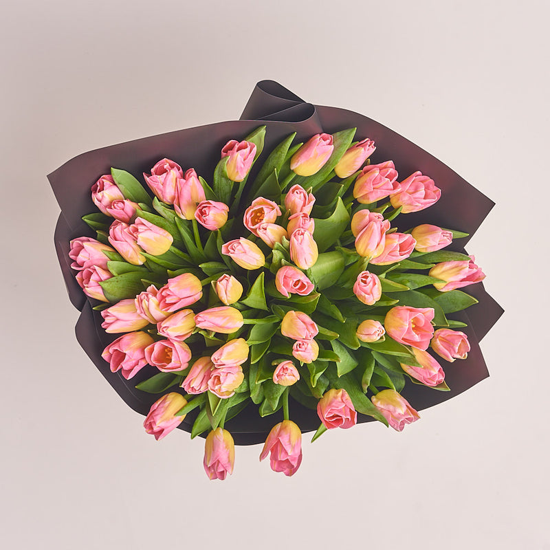 51 Yellow-Pink Tulip Bouquet